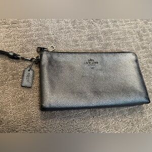 Coach Metallic Silver Clutch